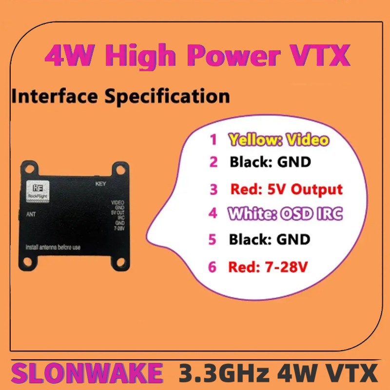 SLONWAKE FPV 3.3G 16CH 4000mW  - огляд і ціна Fpv Drone Transmitter